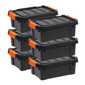 13 Quart Heavy Duty Plastic Storage Box, Black Pack of 6