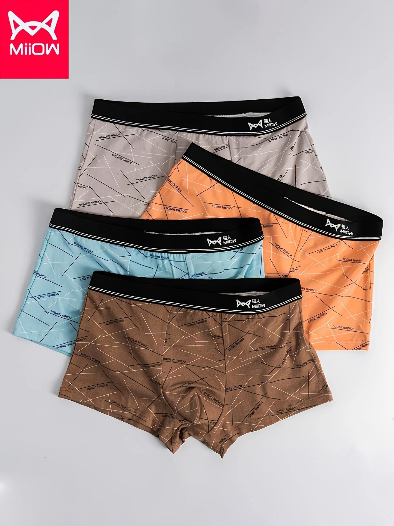 4pcs Men's Printed Stretch Boxer Briefs Underwear