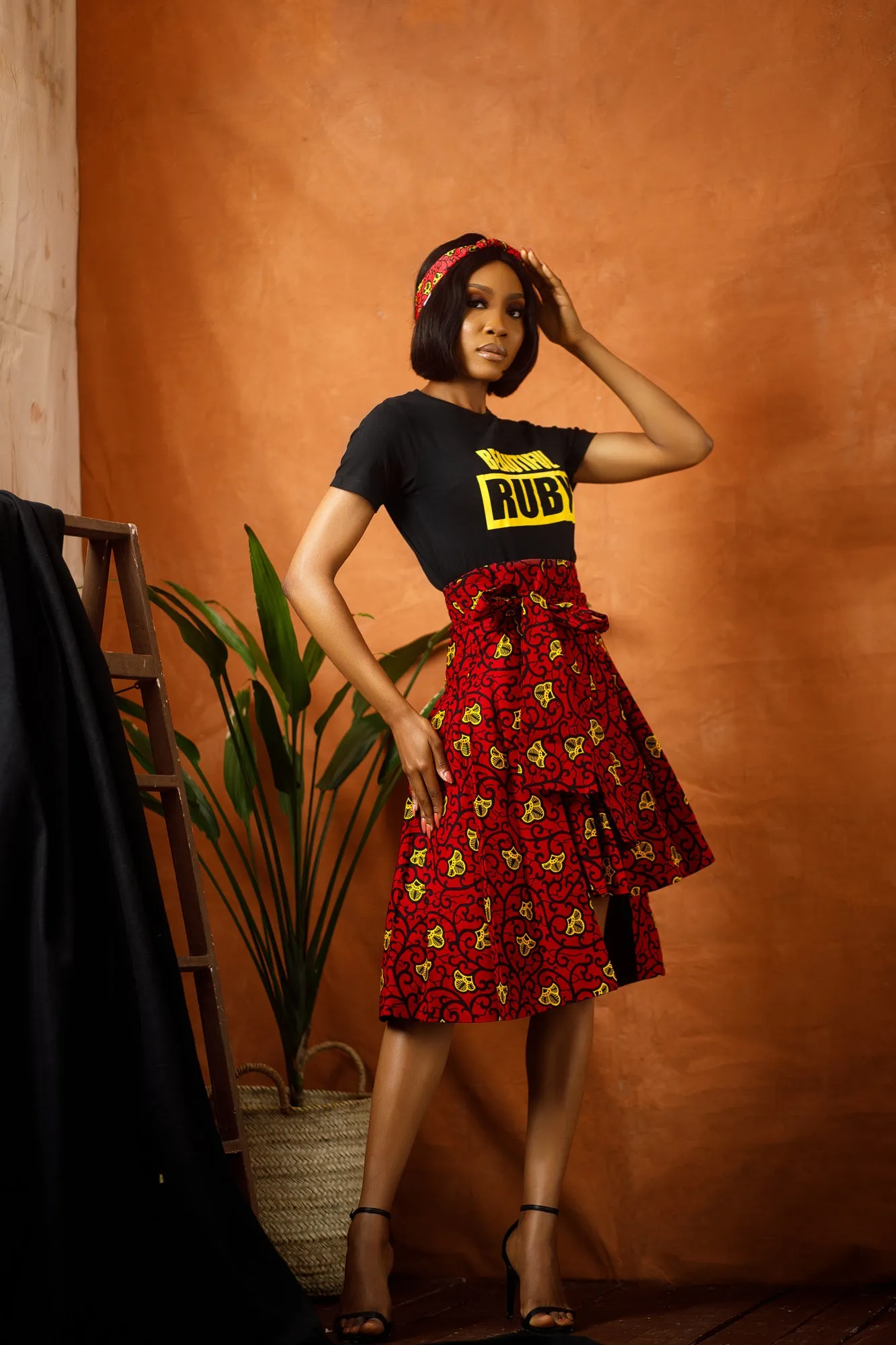 African Print Red Karai Skirt