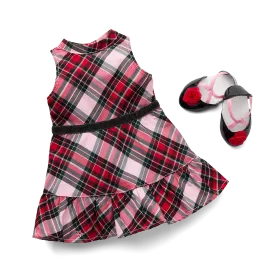 American Girl® x Janie and Jack Holiday Plaid Dress & Flats Outfit for 18-inch Dolls