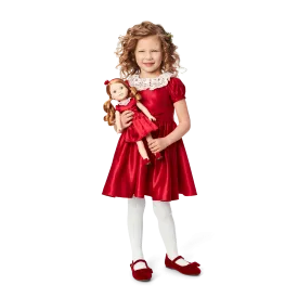 American Girl® x Janie and Jack Holly-Red Party Dress for Little Girls & WellieWishers™ Dolls