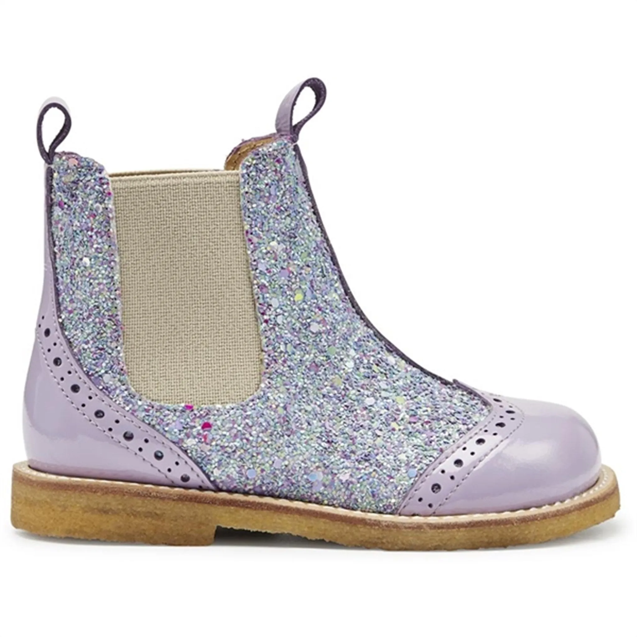 Angulus Chelsea Støvle Lilac/Congetti Glitter/Beige Elastic