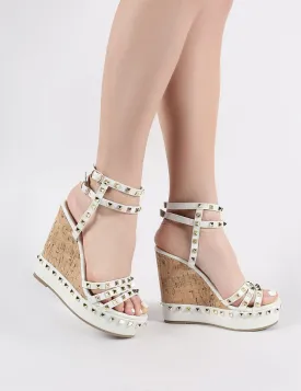 Aroha Wedge Sandals in White PU