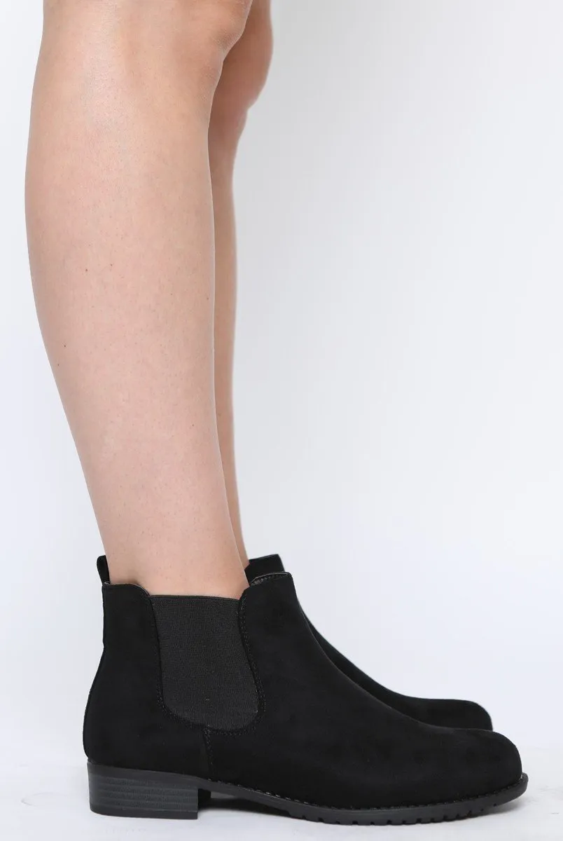 Black Suede Low Ankle Chelsea Boots - Hope