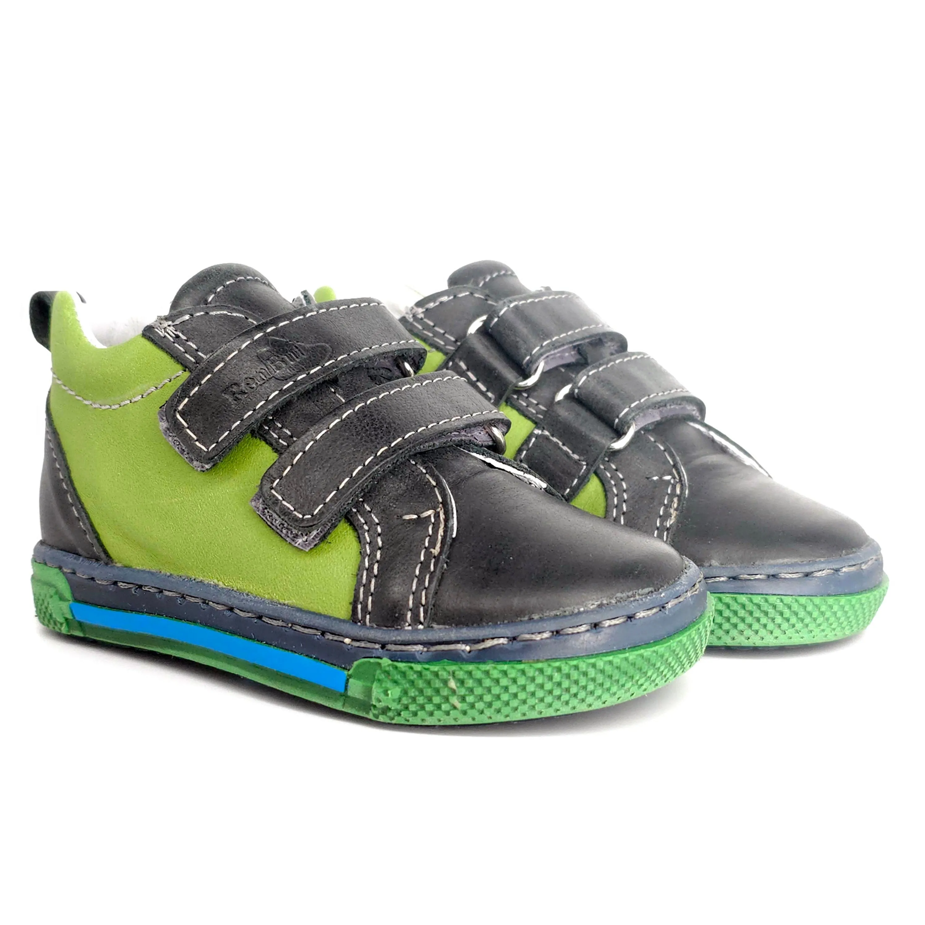 Boys Double Velcro Shoe In Light Green