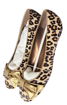 Cheetah gold bow ballet flats sz 9