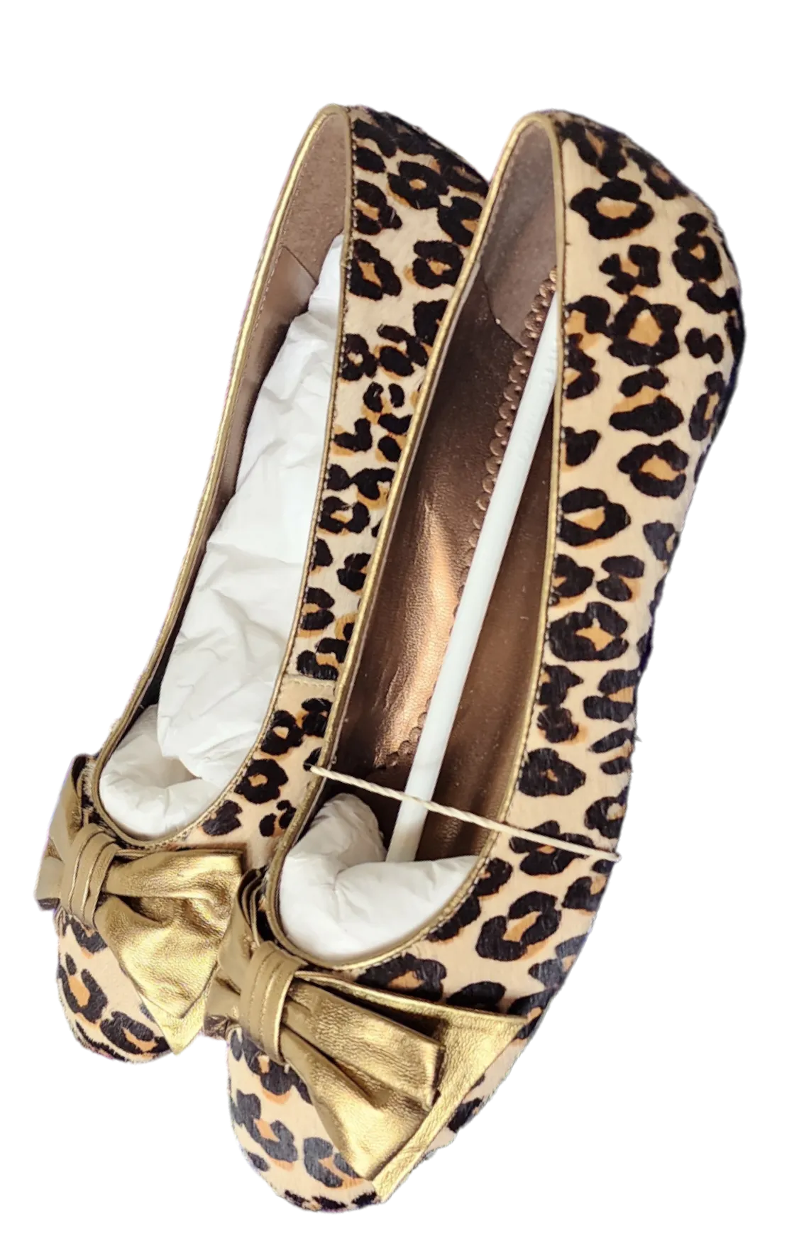 Cheetah gold bow ballet flats sz 9