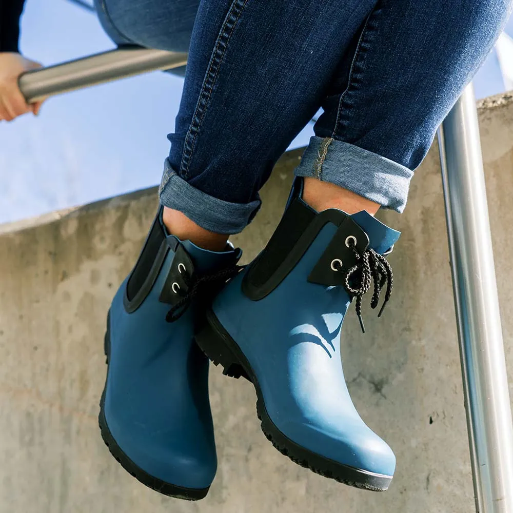 Chelsea Lace Matte Teal Women's Rain Boots