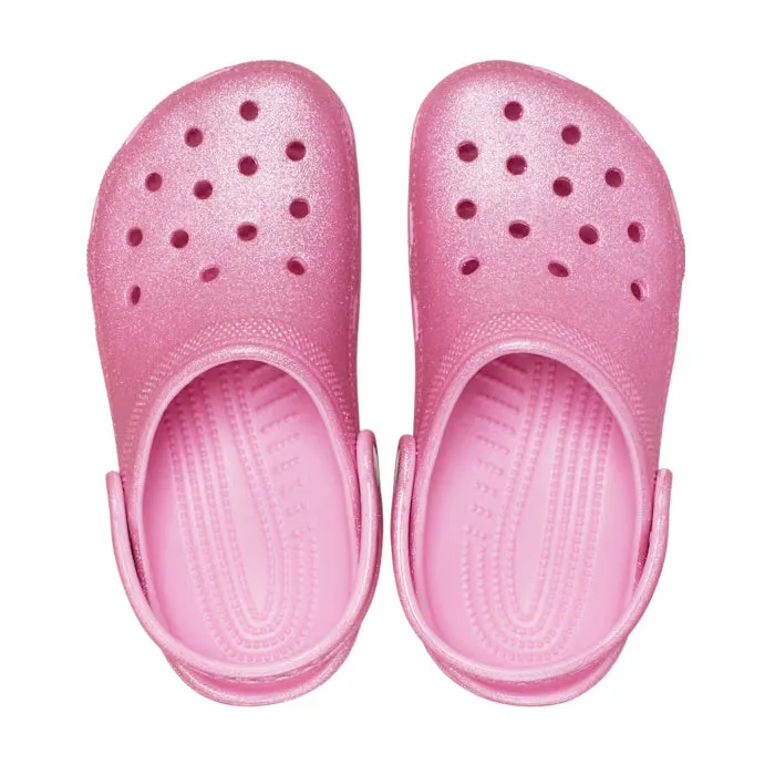 Crocs Kids Youths -  Pink Tweed Shimmer Glitter Clog Classic K