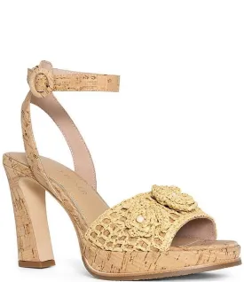 Donald Pliner Baybis Cork Crochet Platform Sandal - NATURAL