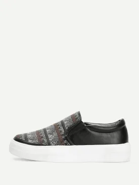 Geometric Pattern Slip On Sneakers