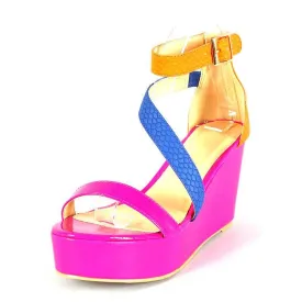 Magenta Wedge Sandals