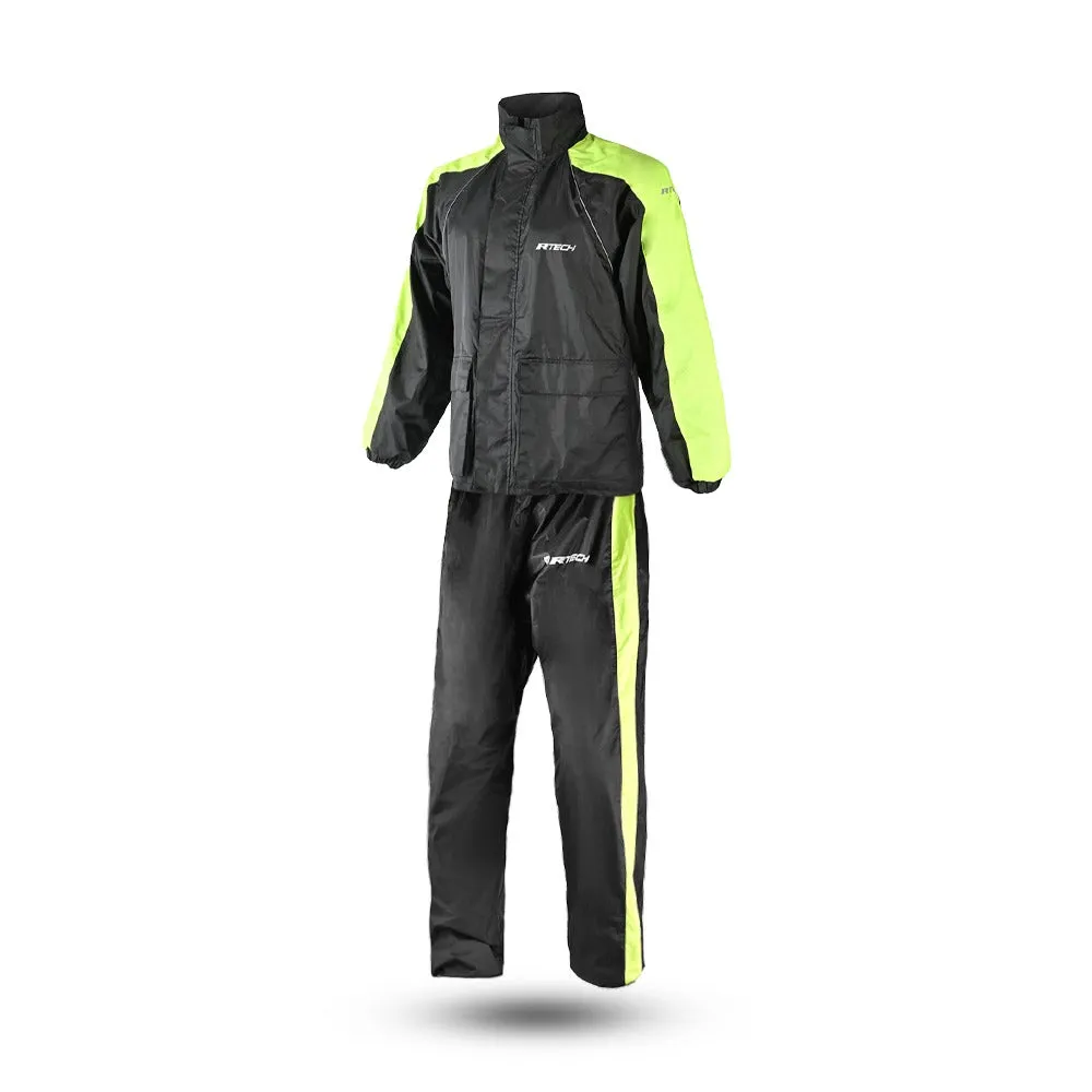 R-TECH Camou 2 PC Rain Suit - Black Yellow Flouro