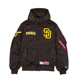 San Diego Padres Brown Bomber Jacket New Era X Alpha Industries