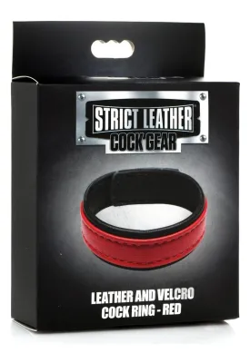 Strict Cock Gear Velcro Leather Ring Red